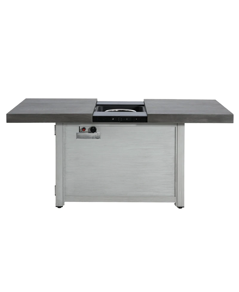 Flynama Extendable Rectangle Aluminum Alloy Fire Pit Table 50000 Btu Top Galvanized Steel Frame