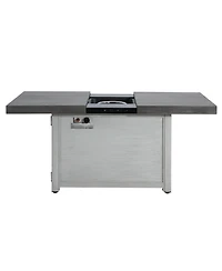 Flynama Extendable Rectangle Aluminum Alloy Fire Pit Table 50000 Btu Top Galvanized Steel Frame