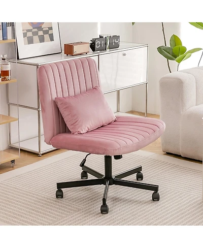 Streamdale Furniture Velvet Criss Cross Armless Office Chair