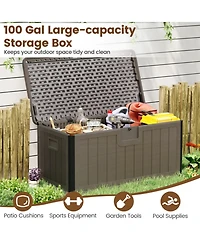Gouun 100-Gallon Hdpe Lockable Deck Box with Gas Strut Lid