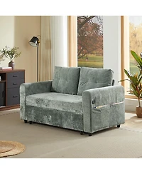 Streamdale Furniture Loveseat Sleeper Sofa with Usb Ports and Pillows
