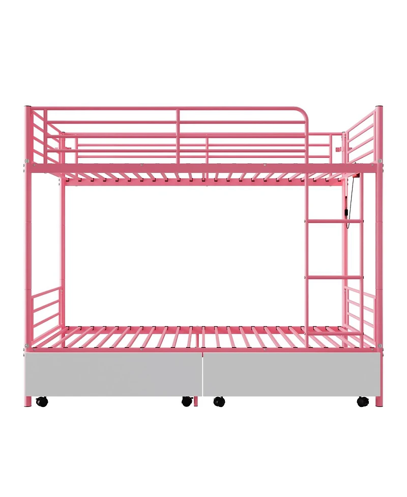 Streamdale Furniture Metal Bunk Bed w/Usb, Split, Storage
