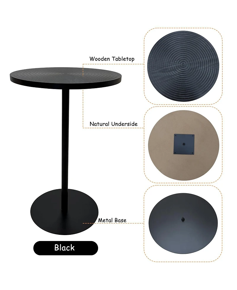 Streamdale Furniture 2-Piece Small Round Wood/Metal Side Tables
