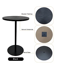 Streamdale Furniture 2-Piece Small Round Wood/Metal Side Tables