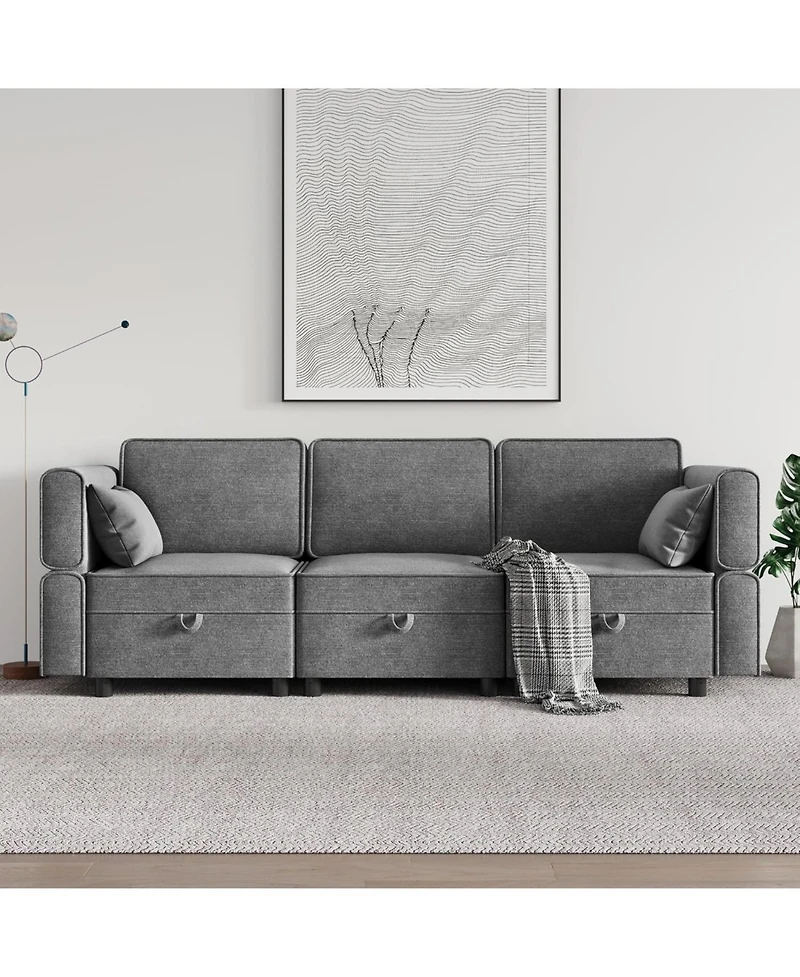 gaomon 87" W 3 Seater Couch with Storage, Comfortable Sectional Couches and Sofas for Living Room Bedroom Office Small Space