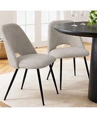 Maison Boucle Set of 2 Upholstered Dining Chairs, Modern Side Metal Legs