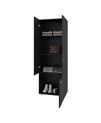 Flynama Wengue 66.9inch 3-Door Armoire with 4 Shelves Bedroom Vertical Storage Cabinet