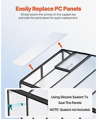 Sugift Polycarbonate Greenhouse, 8 x 12 Ft, with 2 Vent Windows and Hinged Door