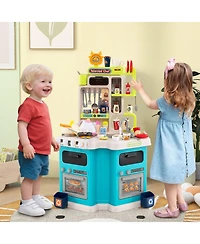 Slickblue Kids Corner Play Kitchen with Realistic Lights and Sounds