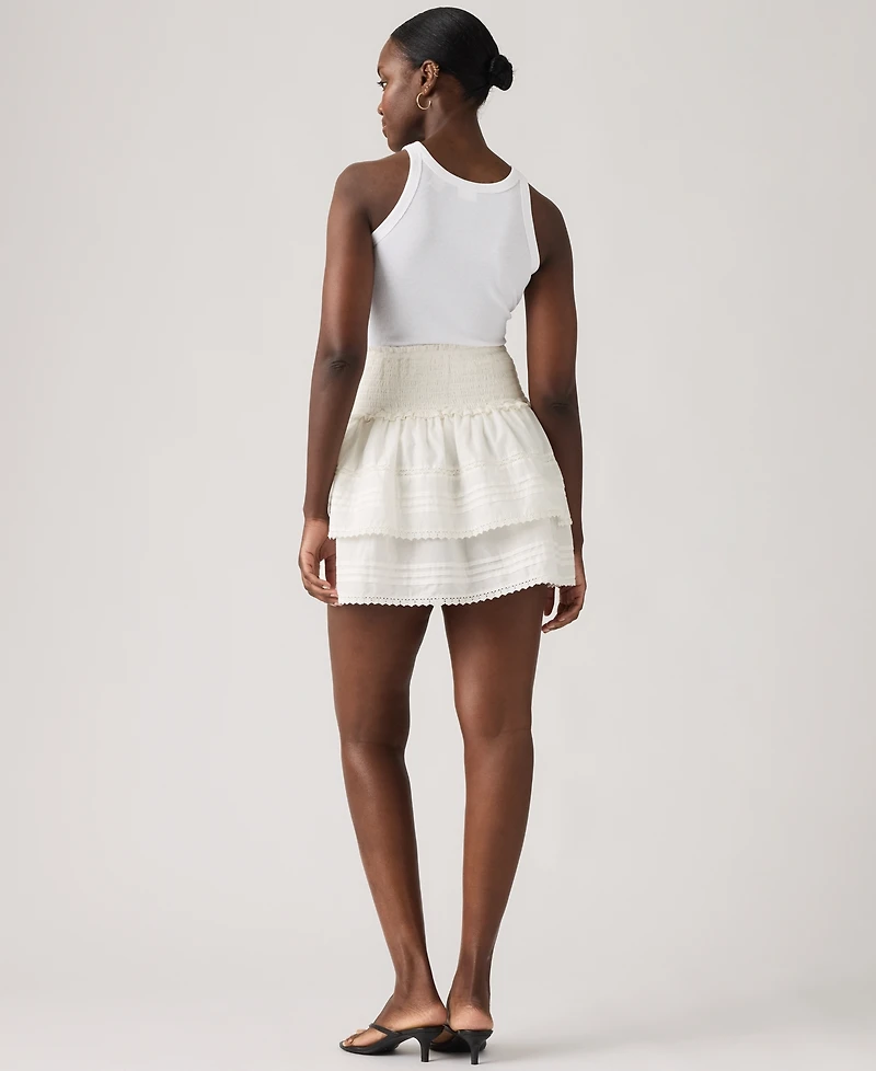 Levi's Women's Mid Rise Smocked Cotton Mini Skirt