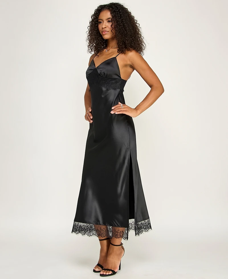 Emerald Sundae Women's V-Neck Lace Slip Dress