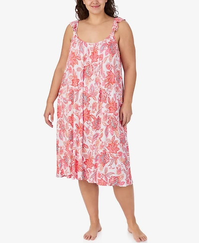 Ellen Tracy Plus Sleeveless Midi Nightgown