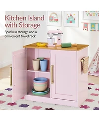 Best Choice Products Deluxe Pretend Play Kitchen with Island, Espresso Machine Version