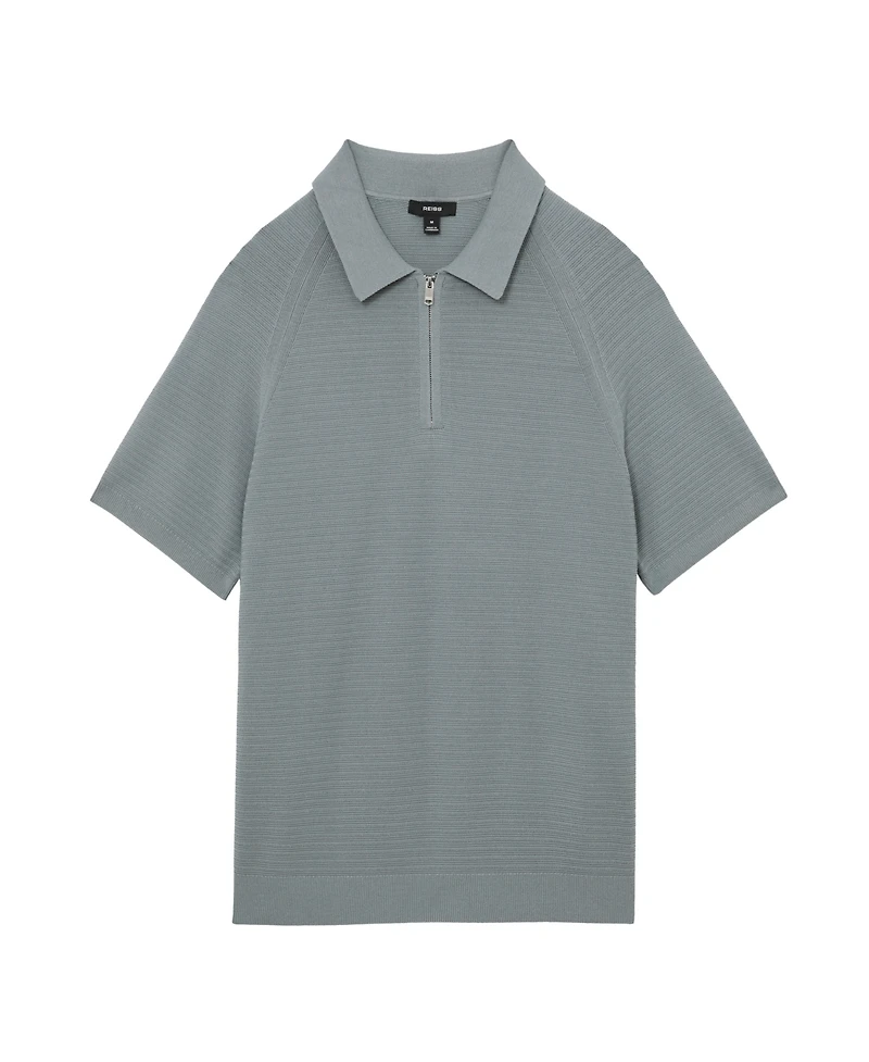 Reiss Men's Textured-Knit Half-Zip Polo Shirt
