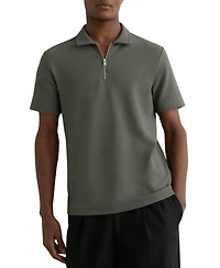 Reiss Men's Half-Zip Textured Polo Shirt