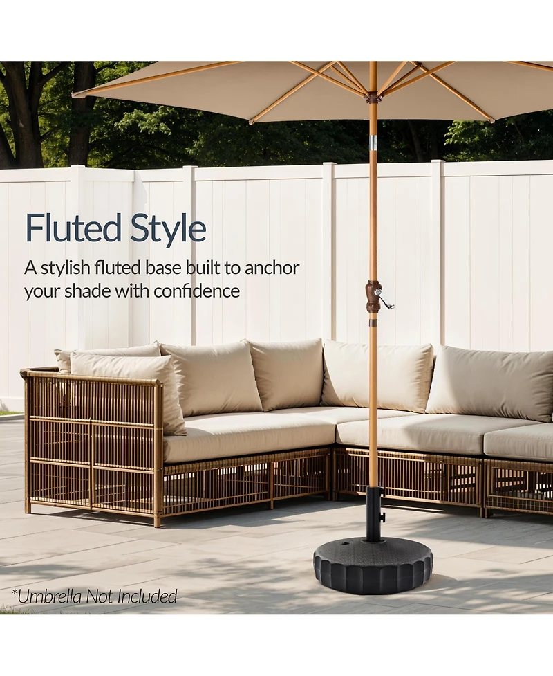 Best Choice Products Fillable Plastic Patio Umbrella Base Stand, Pole Holder w/ Adjustment Knob, Fluted Style - Black