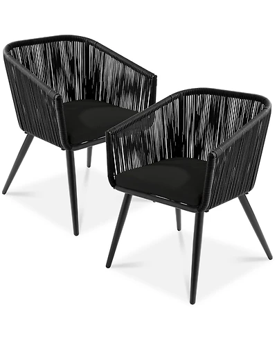 Best Choice Products Set of 2 Indoor Outdoor Patio Dining Chairs Woven Wicker Seating 250lb Capacity - Gray/Black