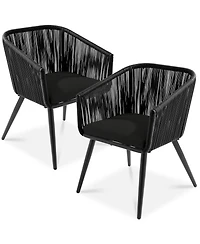 Best Choice Products Set of 2 Indoor Outdoor Patio Dining Chairs Woven Wicker Seating 250lb Capacity - Gray/Black