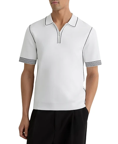 Reiss Men's Stitch-Detail Half-Zip Polo Shirt