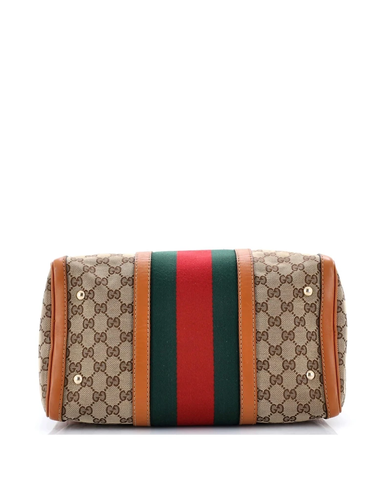 Pre-Owned Gucci Medium Vintage Web Boston Bag Gg Canvas