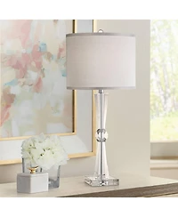 Vienna Full Spectrum Linley Modern Table Lamp Art Deco 29" Tall Faceted Crystal Column Drum Shade for Bedroom Living Room Bedside Nightstand Kids