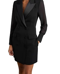 Reiss Women's Sheer-Sleeve Tuxedo Mini Dress