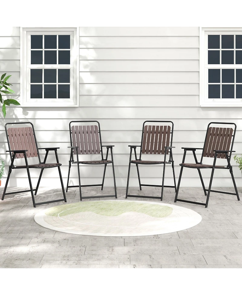 Sugift 4 pcs Patio Folding Chairs with Pp Seat and Back and 400 Lbs Heavy-Duty Metal Frame