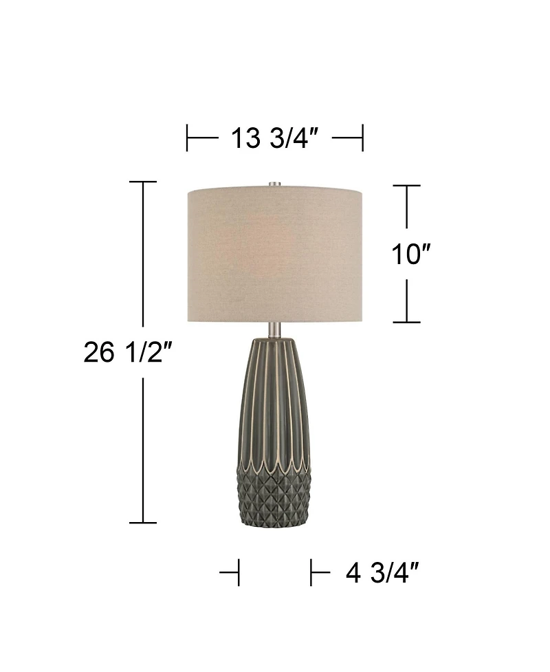360 Lighting Olsen 26 1/2" High Charcoal Stripe Ceramic Table Lamp with Dimmer