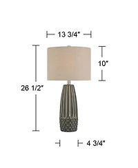 360 Lighting Olsen 26 1/2" High Charcoal Stripe Ceramic Table Lamp with Dimmer
