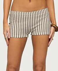 Edikted Women's Abril Striped Micro Shorts