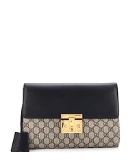 Pre-Owned Gucci Large Padlock Clutch Gg Canvas and Leather