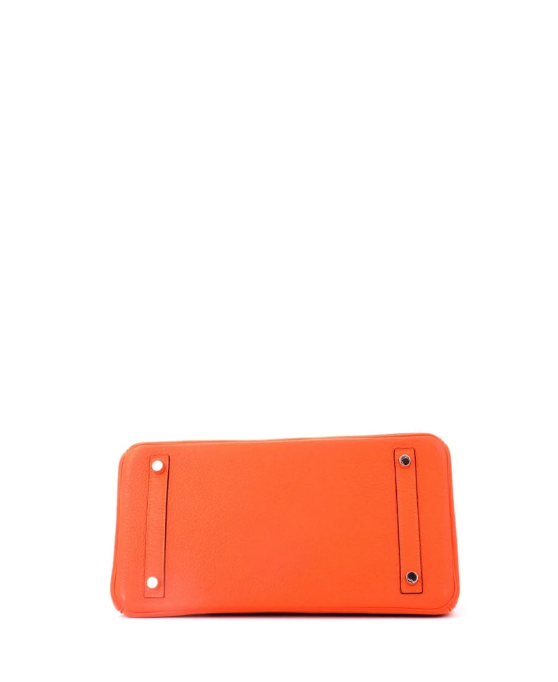 Pre-Owned HERMES Birkin 30 Handbag Orange Clemence with Palladium Hardware