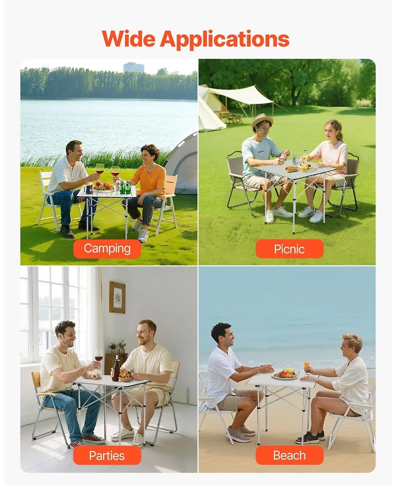 Gouun Portable Roll Up Camping Table Lightweight Folding Outdoor Side Table