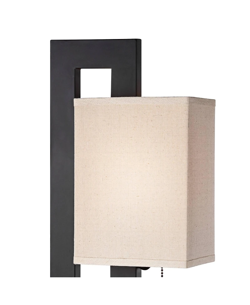 360 Lighting Modern Accent Table Lamps " High Set of 2 Bronze Metal Open Rectangular Oatmeal Box Shade for Living Room Family