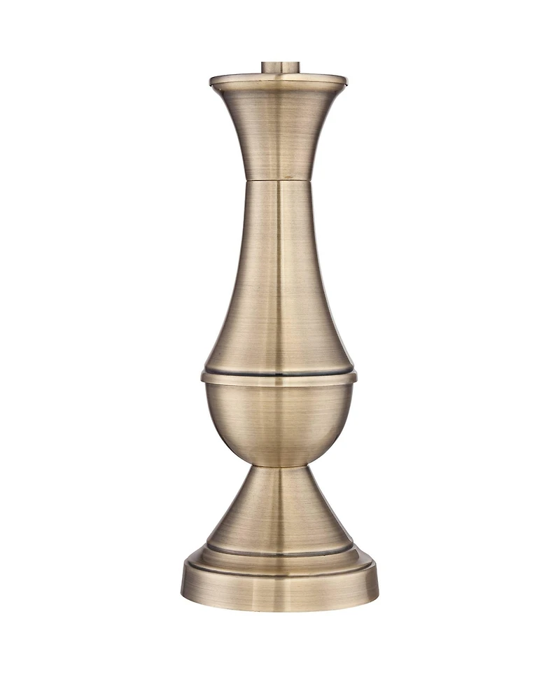 Regency Hill Becky Traditional Table Lamps 24 3/4" High Set of 2 Antique Brass Faux Silk Drum Shade for Bedroom Living Room Bedside Nightstand