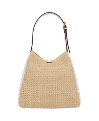 Tommy Bahama Logo Tab Raffia Hobo Bag – Woven Straw Shoulder Bag with Pineapple Accent