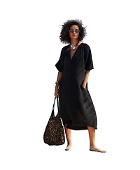 Swimsuits for All Women's Cotton Gauze High-Low Sun Dress Cover Up