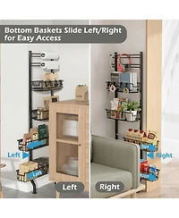 Yigii 6-tier Slim Corner Shelf Spice Rack with Pull-Out Baskets Narrow Storage Organizer for Kitchen Bathroom