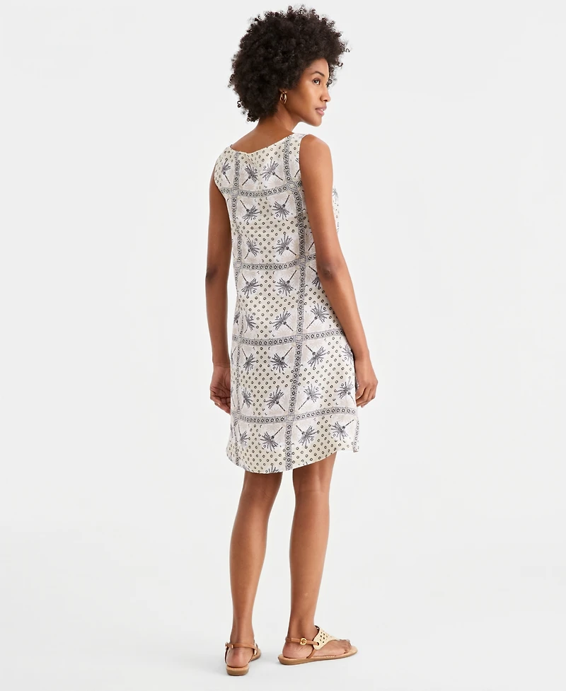 Charter Club Women's Printed 100% Linen Sleeveless Shift Dress, Macy's Exclusive
