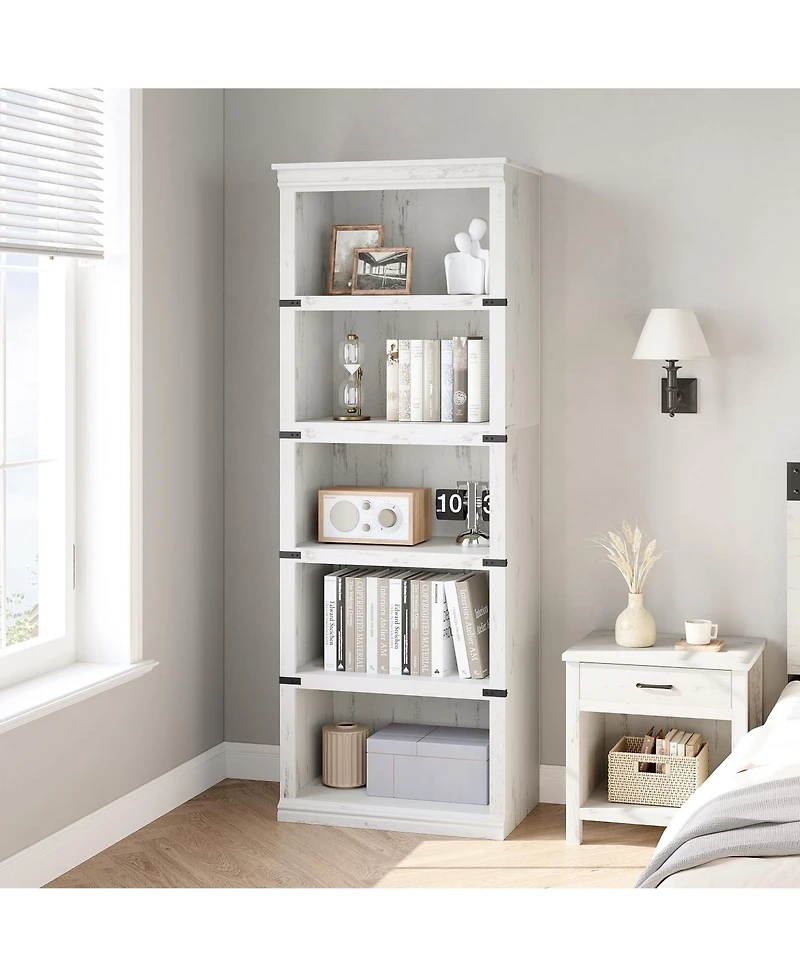 gaomon 67" Tall Farmhouse 5-Tier Wooden Bookcase