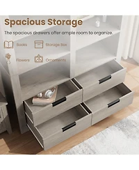gaomon 72" Tall Farmhouse 6-Tier Double Wide Bookshelf with 4 Drawers and Storage