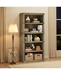 gaomon 67" Tall Farmhouse 5-Tier Wooden Bookcase, Modern Storage Bookshelf