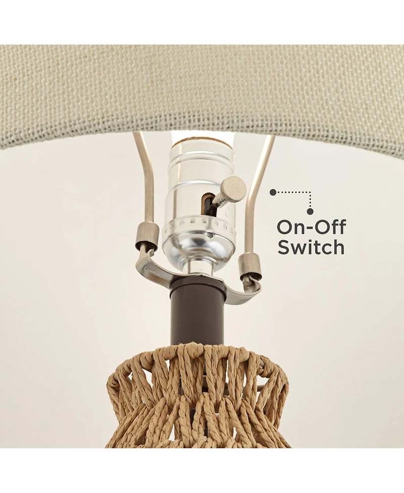 360 Lighting San Carlos 29" Tall Farmhouse Rustic Modern End Table Lamps Set of 2 Rattan Living Room Bedroom