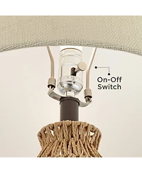 360 Lighting San Carlos 29" Tall Farmhouse Rustic Modern End Table Lamps Set of 2 Rattan Living Room Bedroom