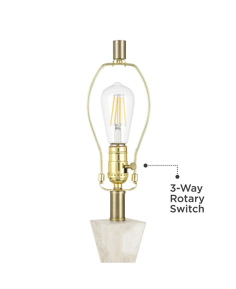 Possini Euro Design Marcy " Tall Modern Glam Table Lamp White Finish Alabaster Single Shade Living Room Bedroom Bedside