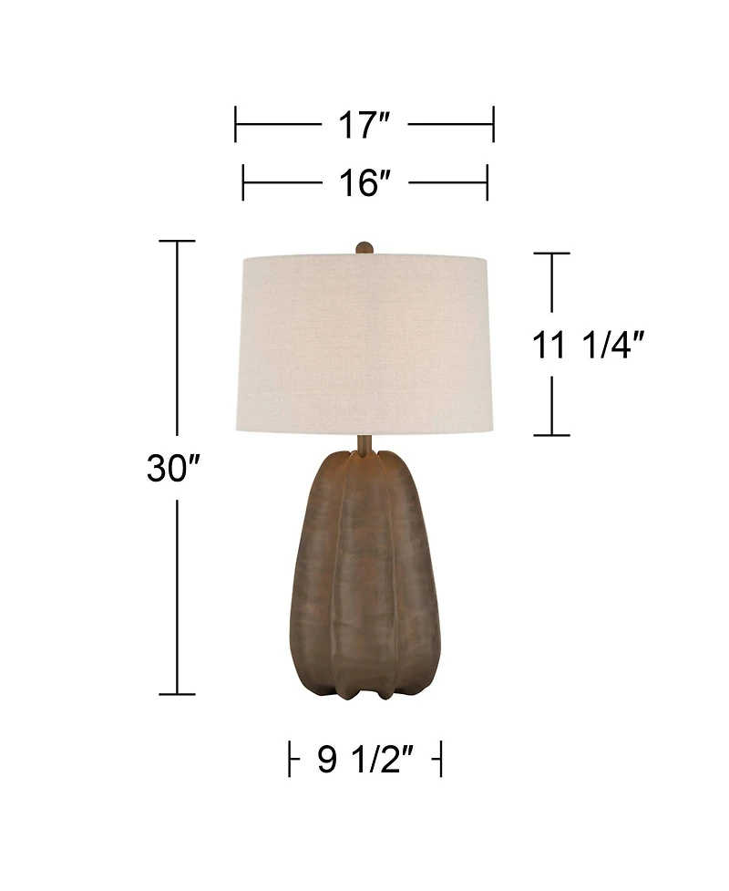 360 Lighting Calabasa 30 Tall Large Modern End 3-Way Table Lamp Chocolate Finish Single Shade Living Room Bedroom Bedside