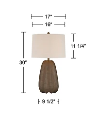 360 Lighting Calabasa 30 Tall Large Modern End 3-Way Table Lamp Chocolate Finish Single Shade Living Room Bedroom Bedside