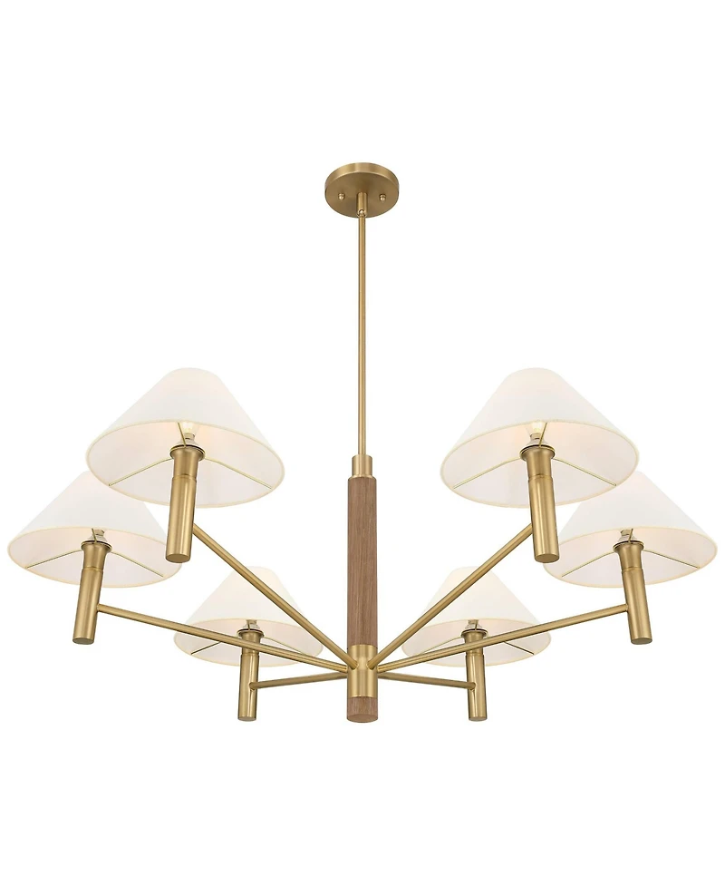 Possini Euro Design Possini Euro Conrad 41 3/4" Wide Warm Gold and Wood 6-Light Chandelier