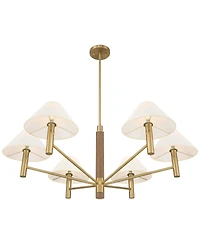 Possini Euro Design Possini Euro Conrad 41 3/4" Wide Warm Gold and Wood 6-Light Chandelier