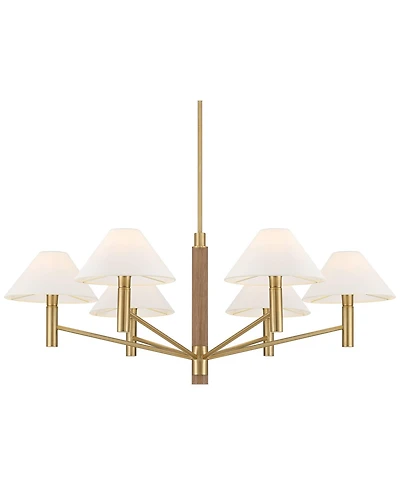Possini Euro Design Possini Euro Conrad 41 3/4" Wide Warm Gold and Wood 6-Light Chandelier